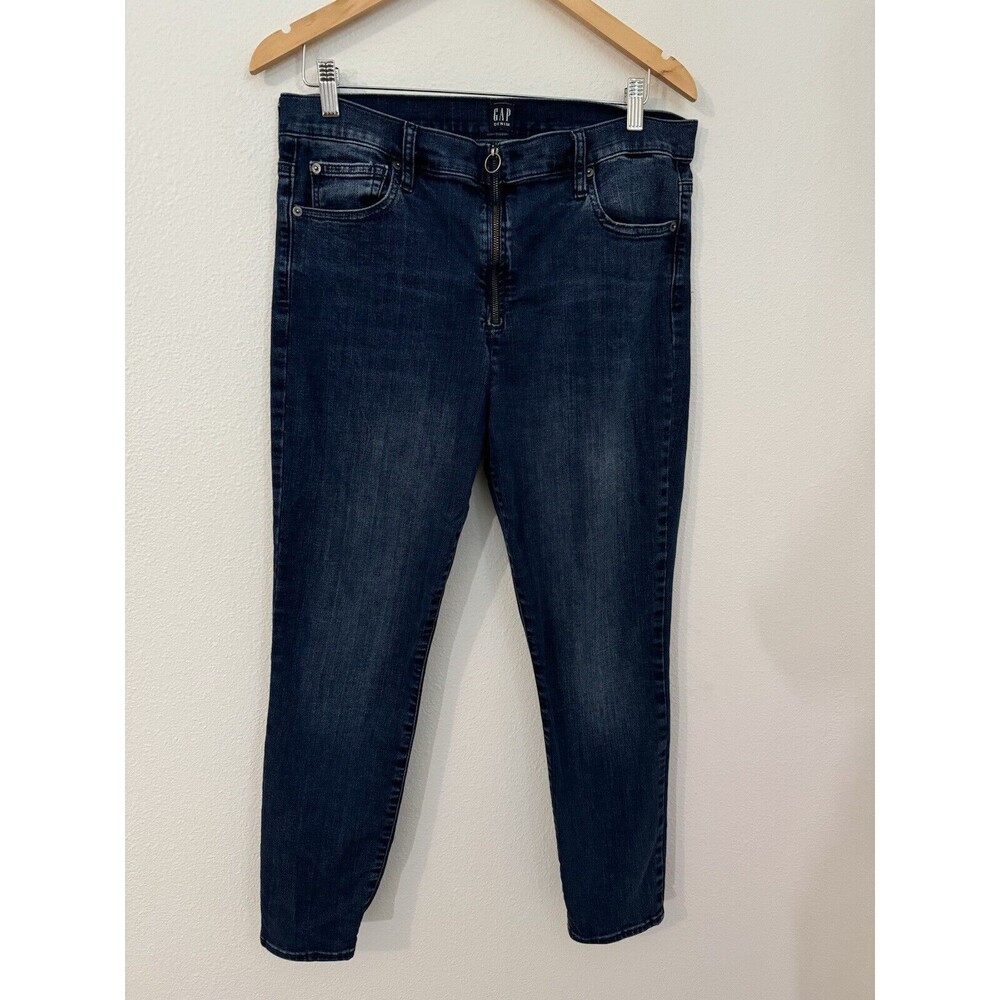 Gap Jeans High Rise True Skinny Womens Size 32 Blue Stretch Denim O Ring Zip